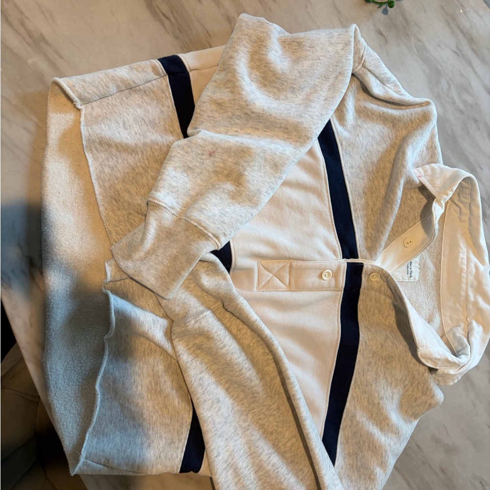 Abercrombie & Fitch Cream and Light Gray Soft A&F Collection Hoodie - Picture 2 of 4
